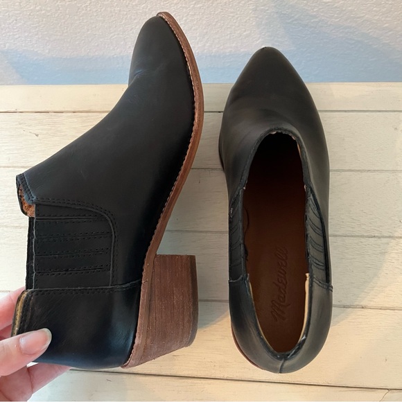 Madewell Sonia Black Leather Low Ankle Chelsea Boots Booties - Picture 10 of 12